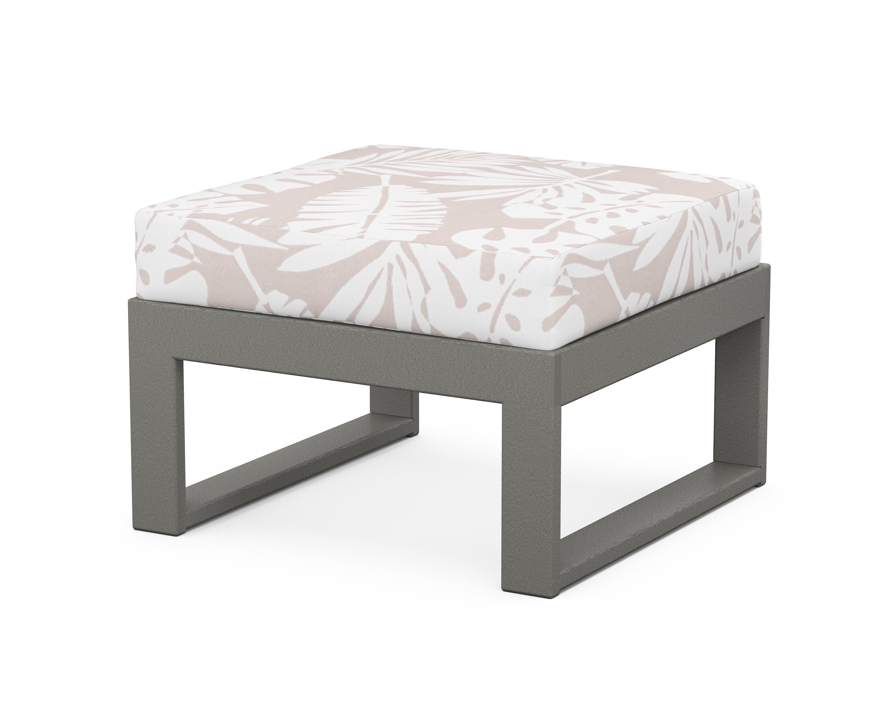 Unbranded Modular Ottoman - Modern in Slate Grey / Leaf Dune Burlap