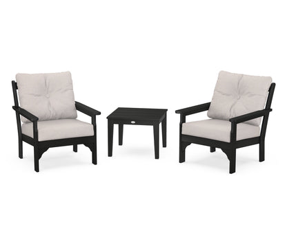 POLYWOOD® Vineyard 3-Piece Deep Seating Set in Black / Dune Burlap