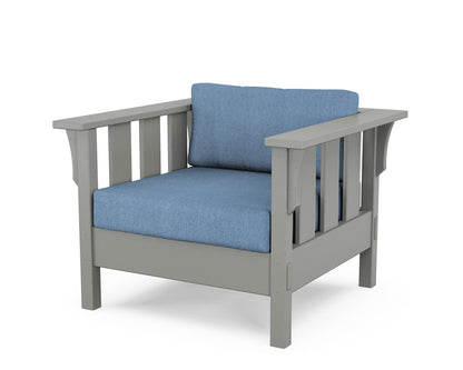 Martha Stewart by POLYWOOD® Acadia Deep Seating Chair in Slate Grey / Sky Blue