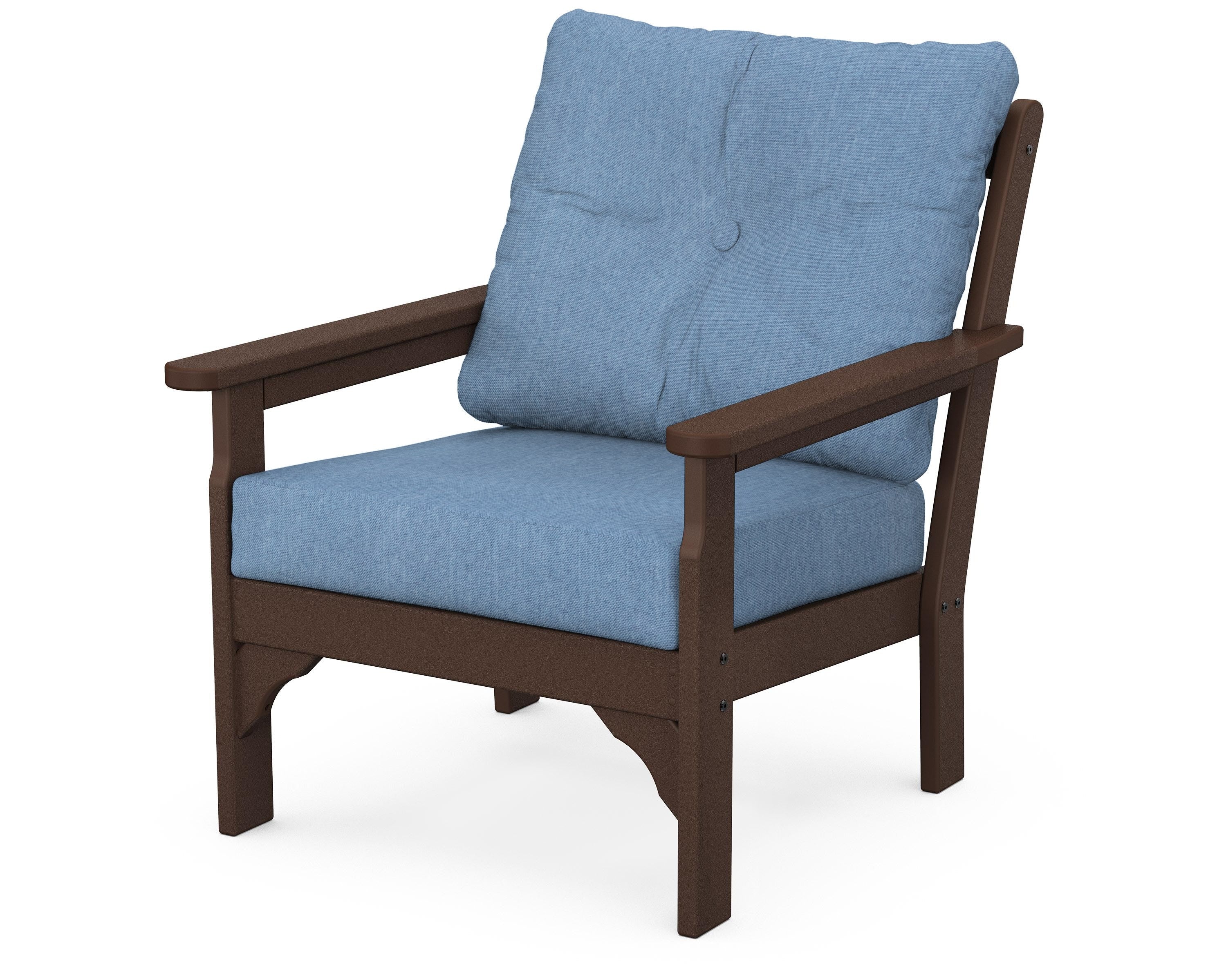 POLYWOOD® Vineyard Deep Seating Chair in Mahogany / Sky Blue