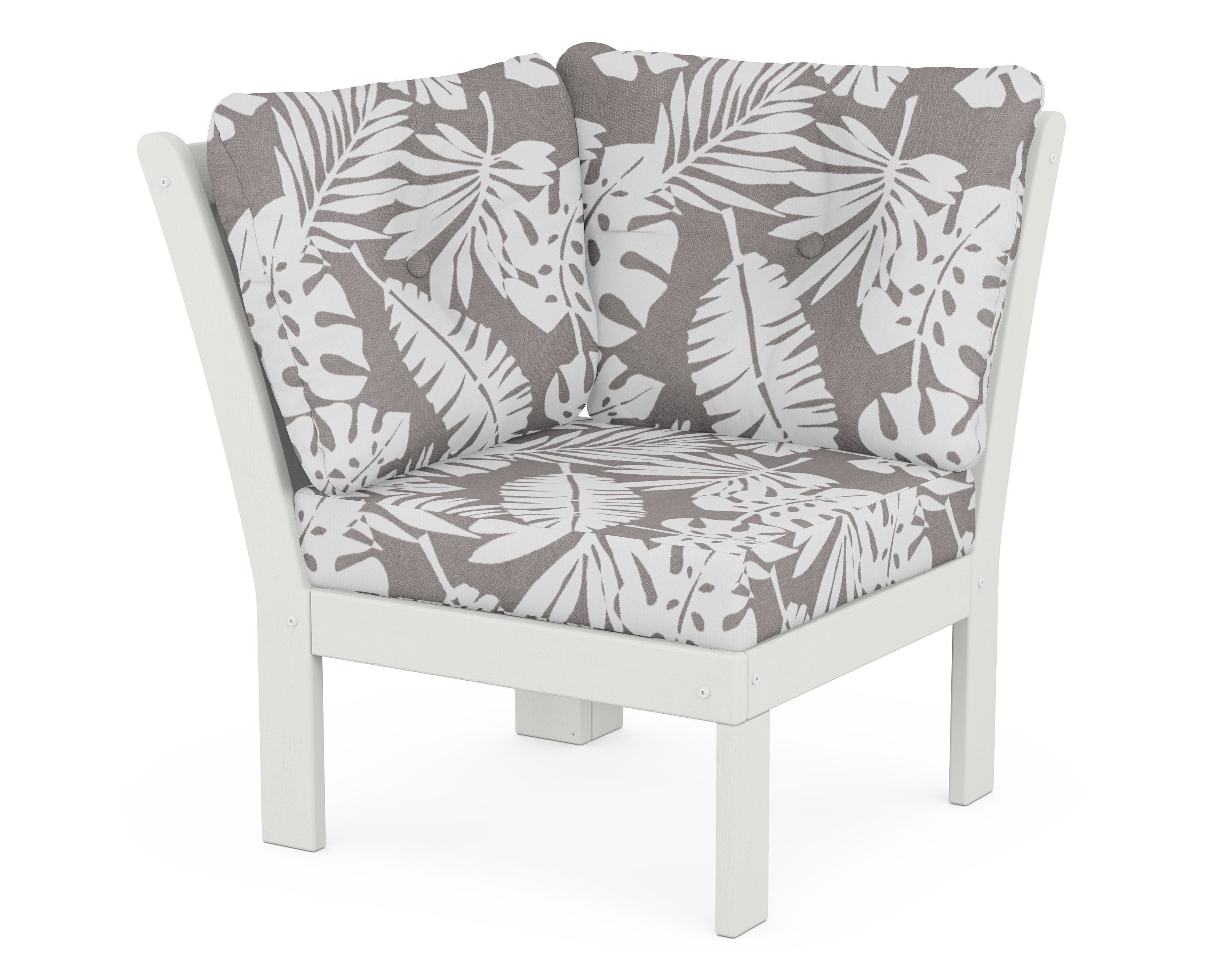 POLYWOOD® Vineyard Modular Corner Chair in Vintage White / Leaf Grey Mist