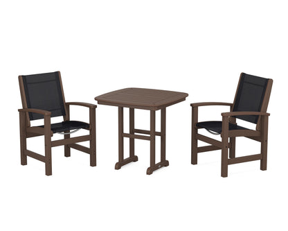 POLYWOOD® Coastal 3-Piece Dining Set in Mahogany / Black Sling