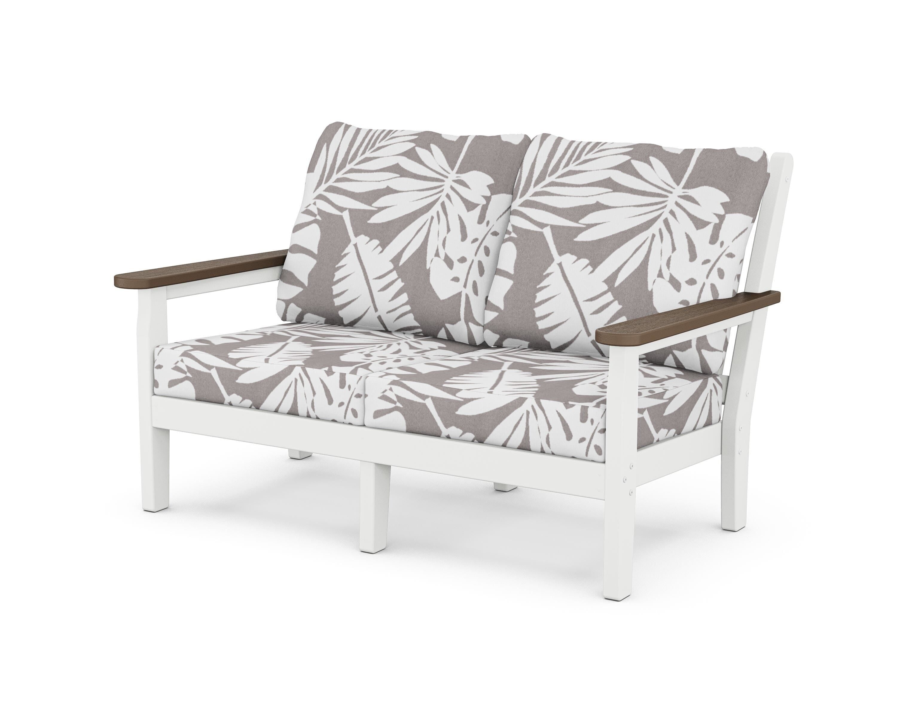 POLYWOOD® Chippendale Deep Seating Loveseat in White / Kona / Leaf Grey Mist