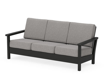 POLYWOOD® Harbour Deep Seating Sofa in Black / Grey Mist
