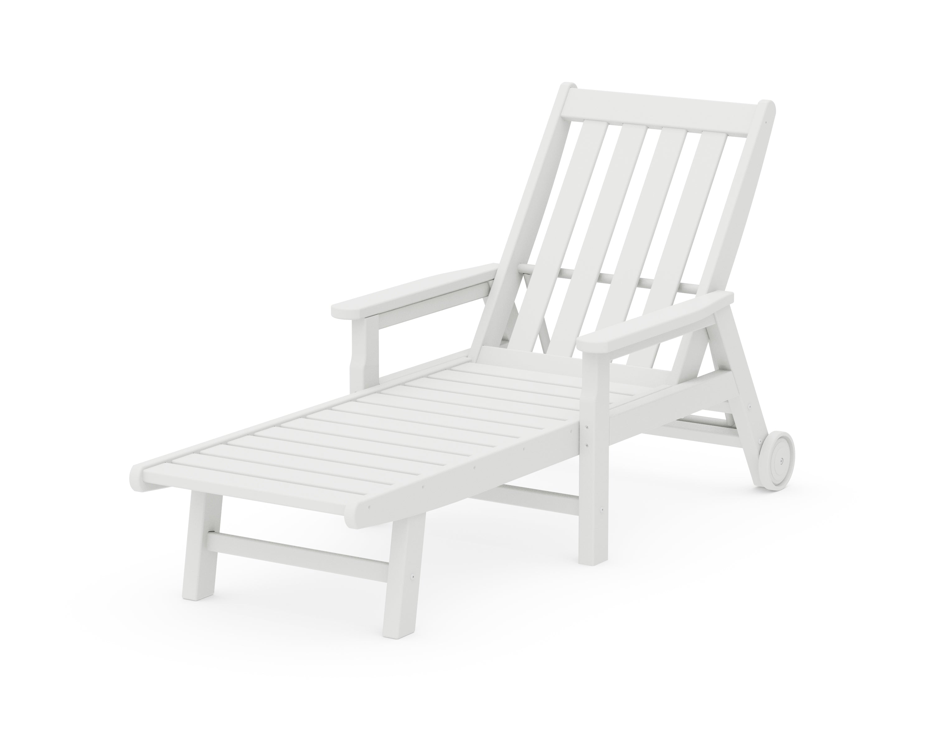 POLYWOOD® Vineyard Chaise with Arms and Wheels in White