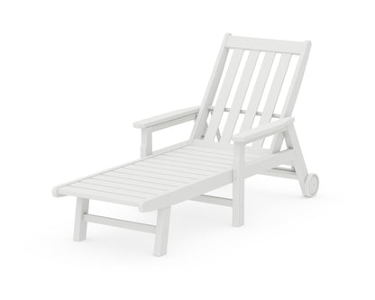 POLYWOOD® Vineyard Chaise with Arms and Wheels in White
