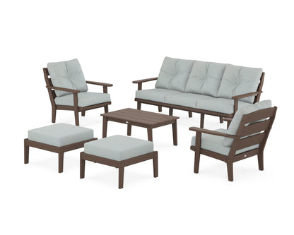 POLYWOOD® Lakeside 6-Piece Lounge Sofa Set in Mahogany / Spa
