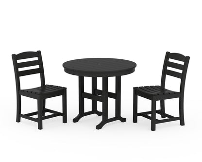 POLYWOOD® La Casa Café Side Chair 3-Piece Round Dining Set in Black