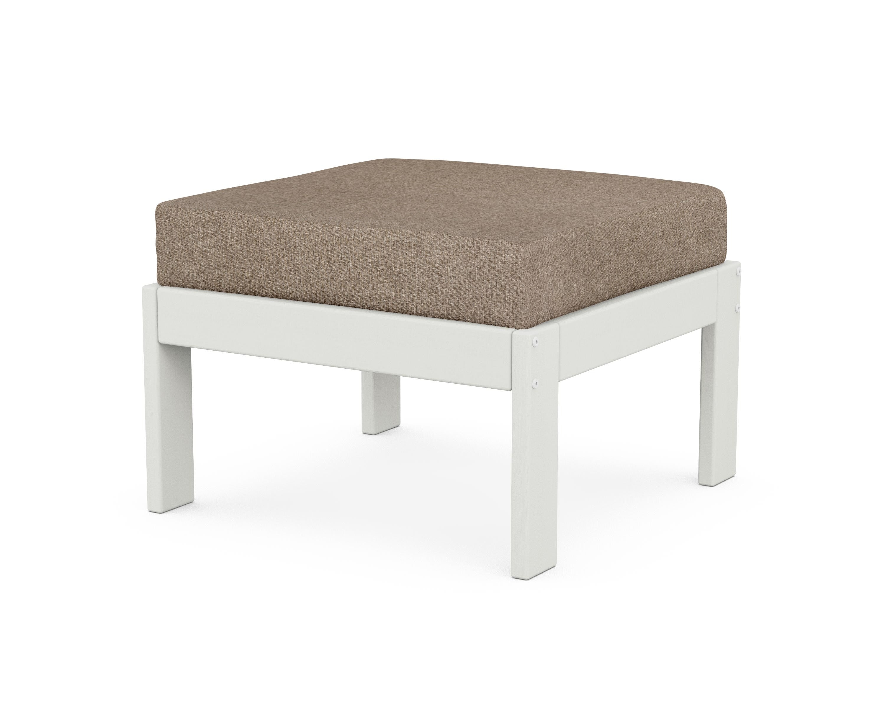 POLYWOOD® Vineyard Modular Ottoman in Vintage White / Spiced Burlap