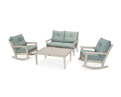 POLYWOOD® Vineyard 4-Piece Deep Seating Rocking Chair Set in Sand / Spa