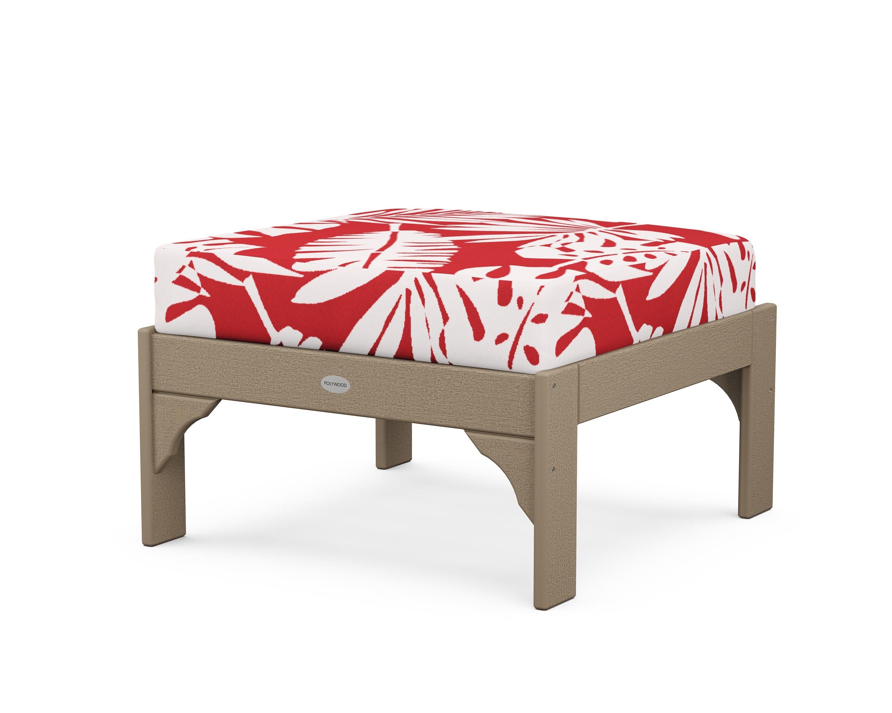 POLYWOOD¬Æ Vineyard Deep Seating Ottoman in Vintage Sahara / Leaf Crimson