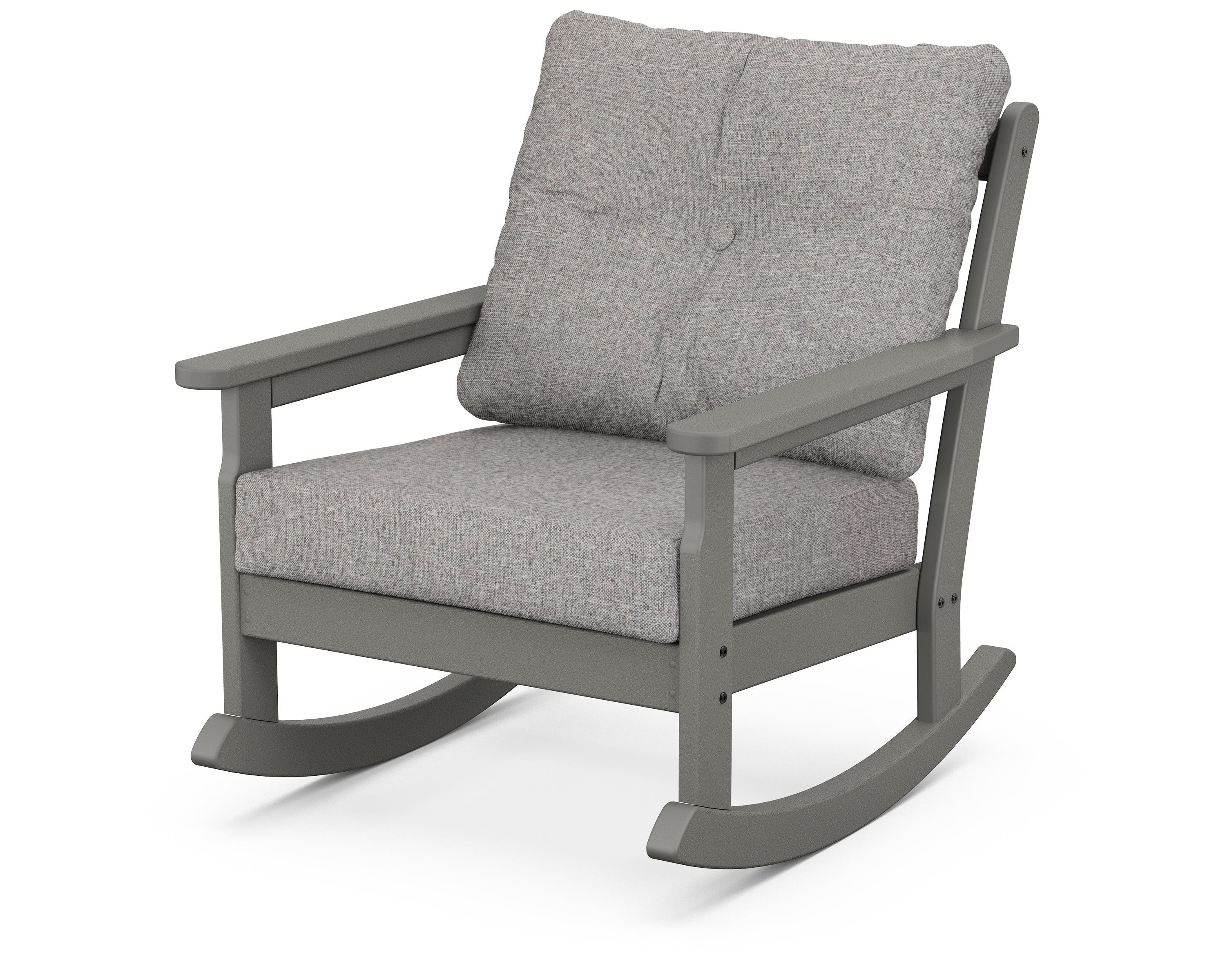 POLYWOOD® Vineyard Deep Seating Rocking Chair in Slate Grey / Grey Mist