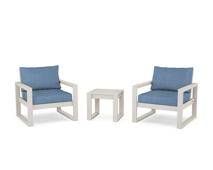 POLYWOOD® EDGE Sectional 3-Piece Deep Seating Set in Sand / Sky Blue