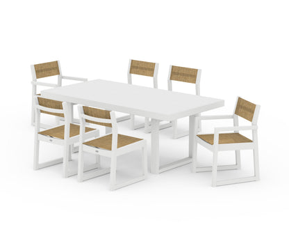 POLYWOOD® EDGE Sling 7-Piece Dining Set in White / Burlap Sling