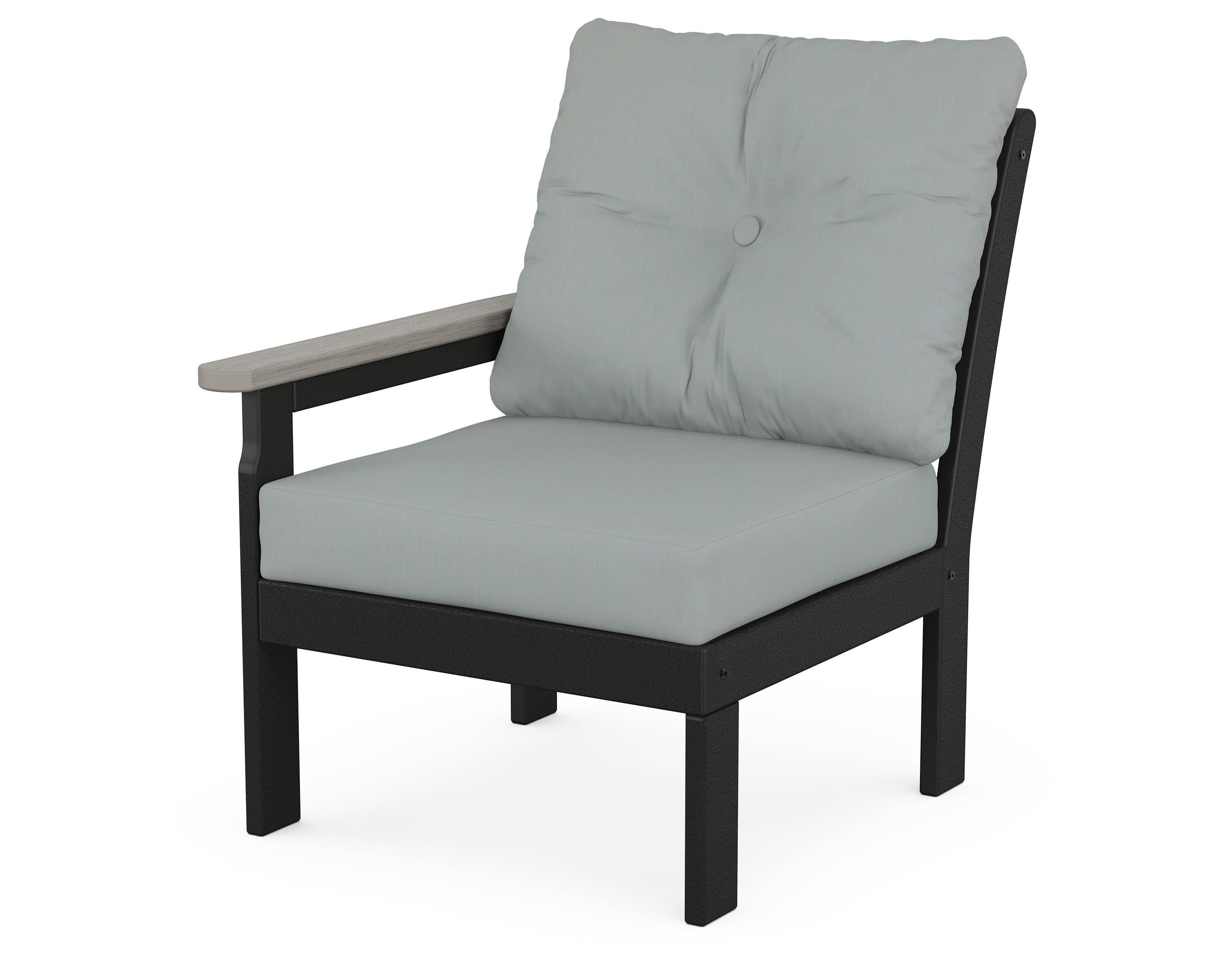 POLYWOOD® Vineyard Modular Left Arm Chair in Black / Driftwood / Spa