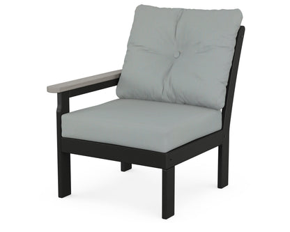 POLYWOOD® Vineyard Modular Left Arm Chair in Black / Driftwood / Spa
