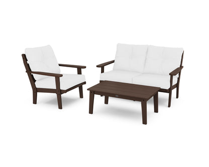 POLYWOOD® Lakeside 3-Piece Deep Seating Set in Mahogany / Natural