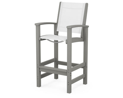 POLYWOOD® Coastal Bar Chair in Slate Grey / White Sling
