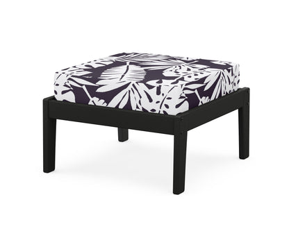 Unbranded Deep Seating Ottoman in Black / Leaf Navy