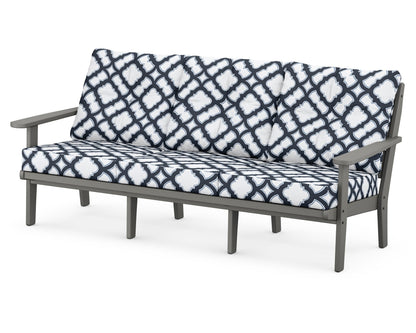 POLYWOOD® Lakeside Deep Seating Sofa in Slate Grey / Trellis Marine Indigo