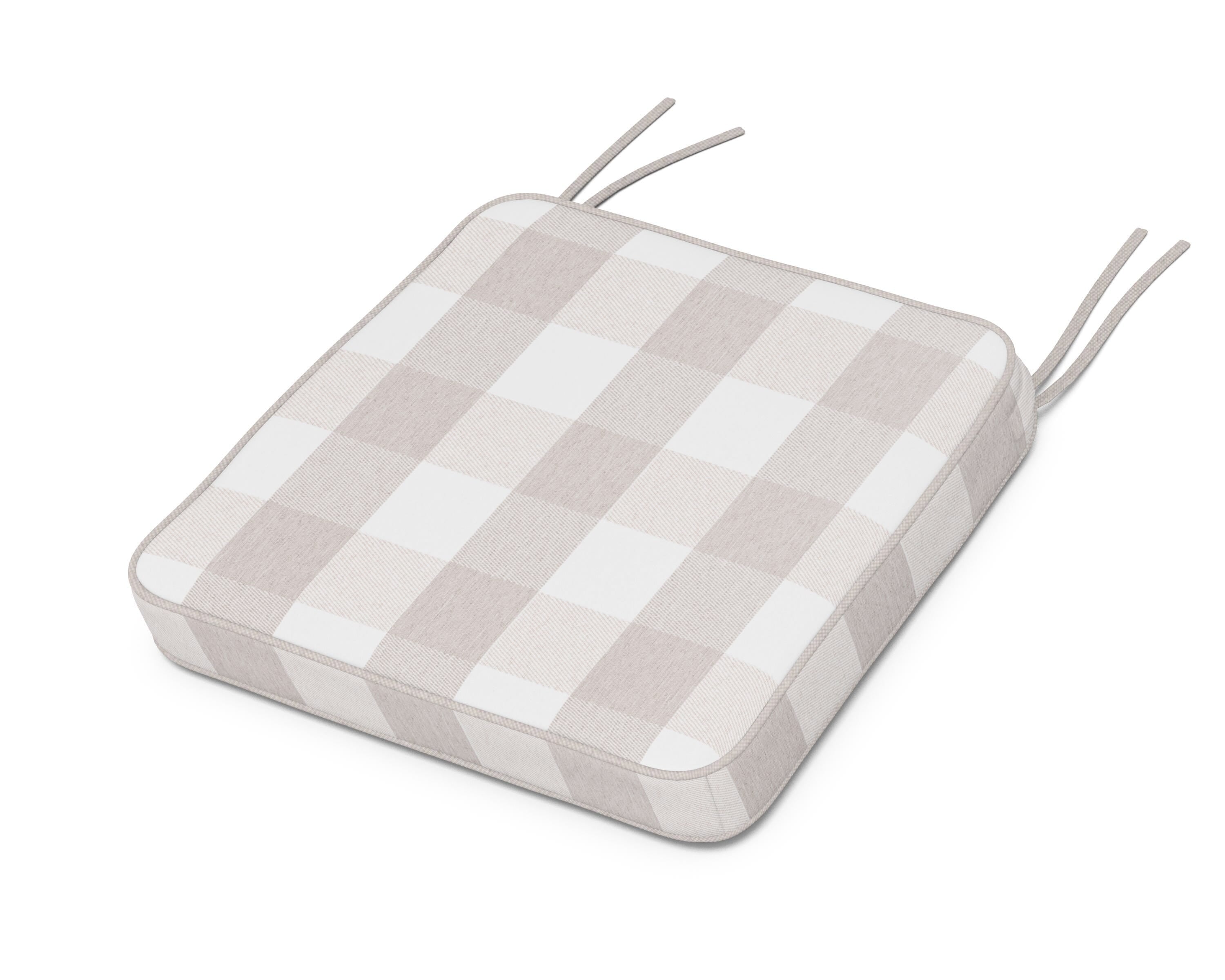 Martha Stewart by POLYWOOD® Chinoiserie Side Chair Seat Cushion in Buffalo Plaid Dune Burlap