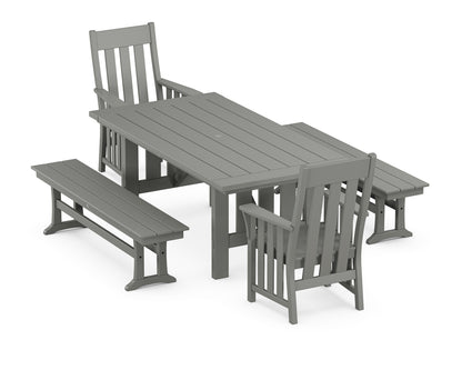 Martha Stewart by POLYWOOD® Acadia 5-Piece Dining Set with Benches in Slate Grey