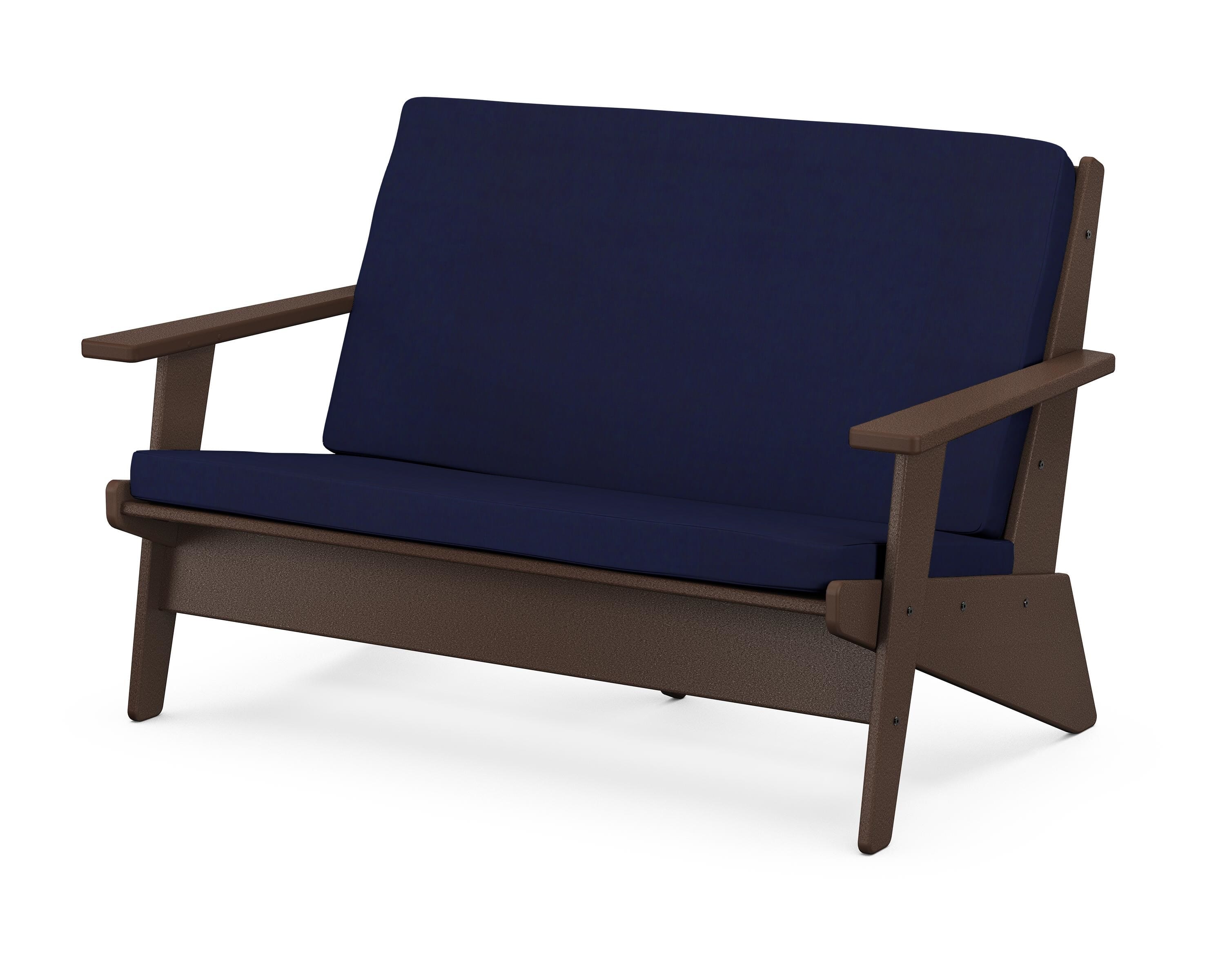 POLYWOOD® Riviera Modern Lounge Loveseat in Mahogany / Navy