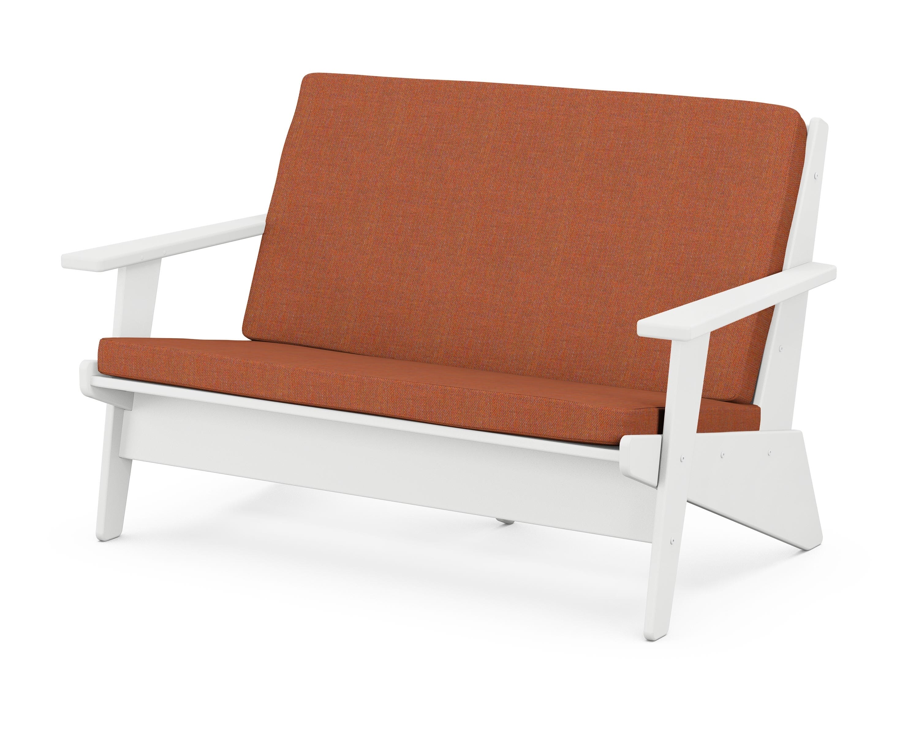 POLYWOOD® Riviera Modern Lounge Loveseat in White / Play Adobe