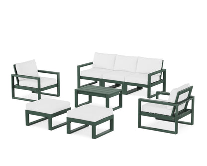 POLYWOOD® EDGE Sectional 8-Piece Lounge Sofa Set in Green / Natural