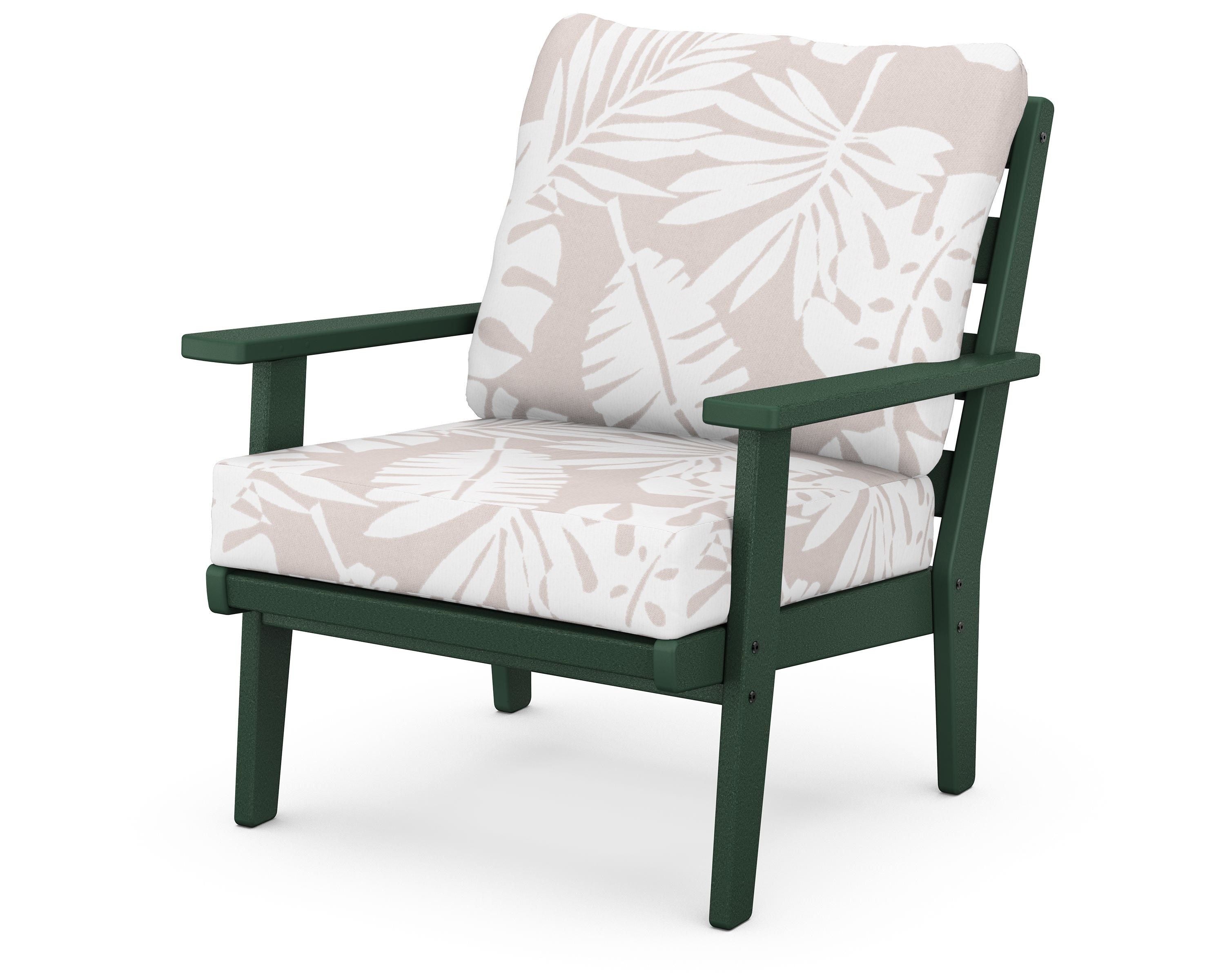 POLYWOOD® Grant Park Deep Seating Chair in Green / Leaf Dune Burlap