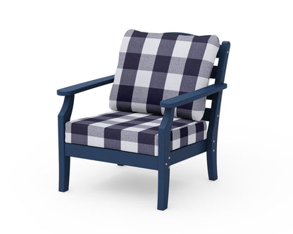 Draper James™ by  POLYWOOD® Savannah Deep Seating Chair in Navy / Buffalo Plaid Navy