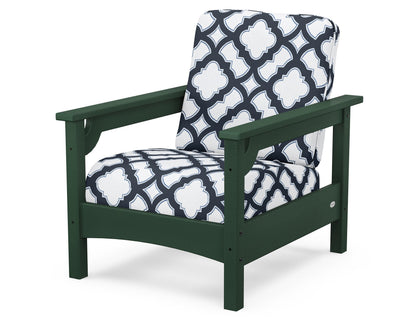 POLYWOOD® Club Chair in Green / Trellis Marine Indigo