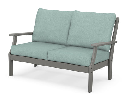 POLYWOOD® Braxton Deep Seating Loveseat in Slate Grey / Glacier Spa