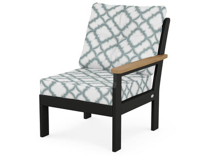 POLYWOOD® Vineyard Modular Right Arm Chair in Black / Natural / Trellis Glacier Spa