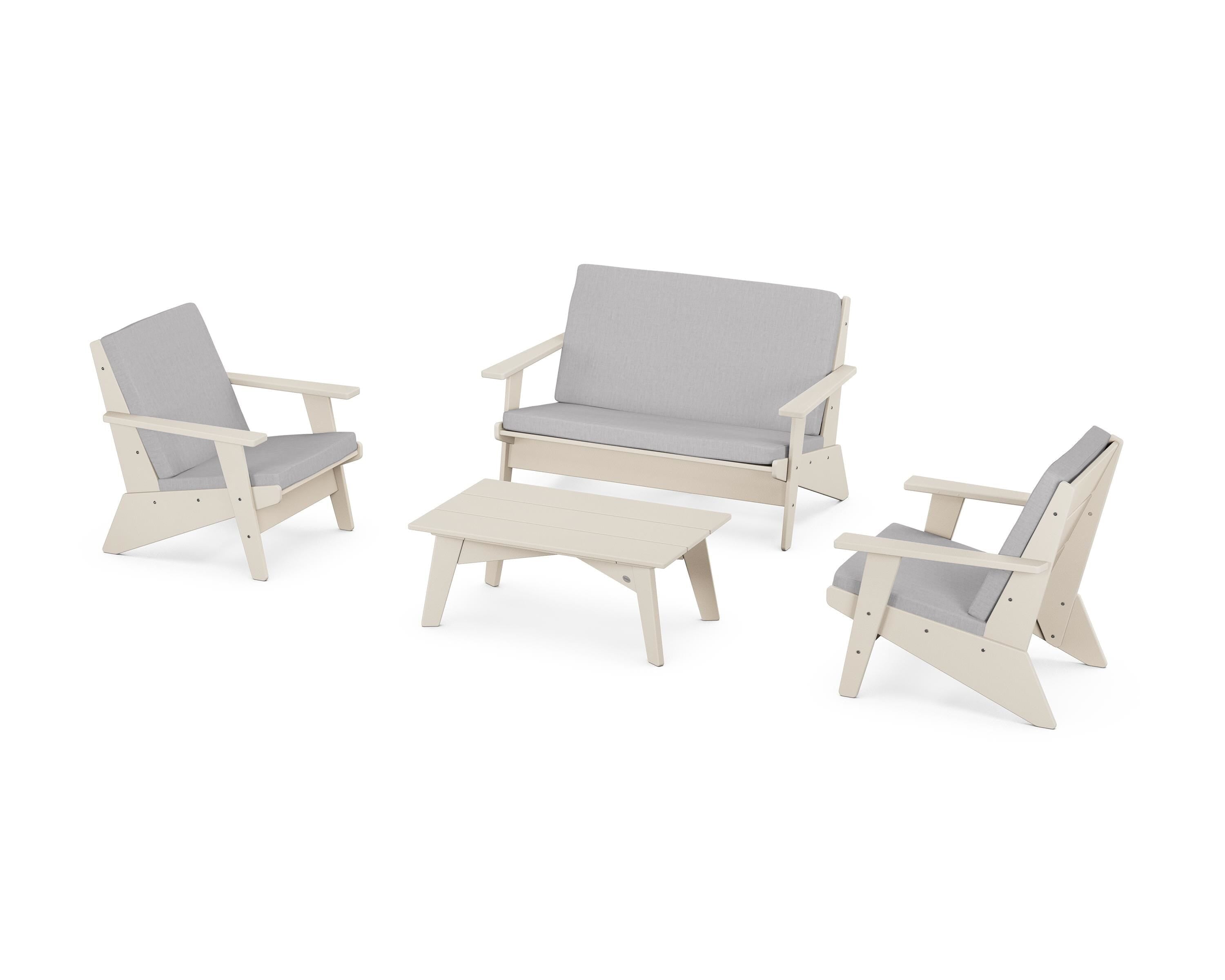 POLYWOOD® Riviera Modern Lounge 4-Piece Set in Sand / Granite