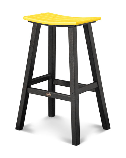 POLYWOOD® Contempo 30" Saddle Bar Stool in Black / Lemon