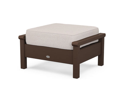 POLYWOOD® Harbour Deep Seating Ottoman in Mahogany / Dune Burlap