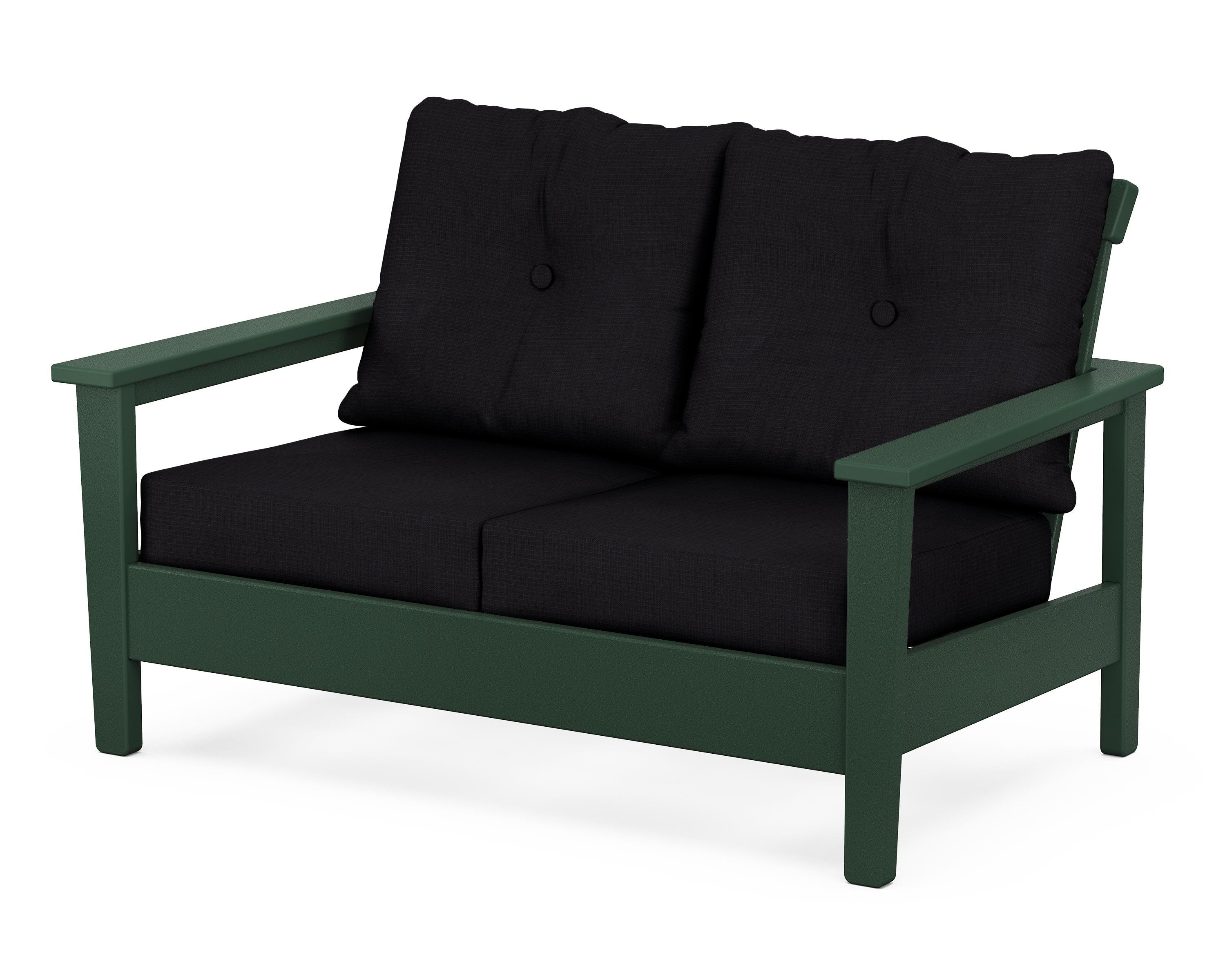 POLYWOOD® Prescott Deep Seating Loveseat in Green / Midnight Linen