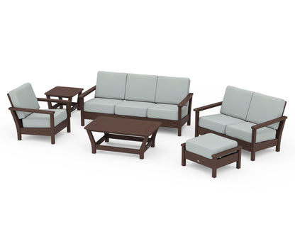 POLYWOOD® Harbour 6-Piece Outdoor Living Set in Mahogany / Spa