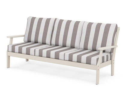 POLYWOOD® Braxton Deep Seating Sofa in Sand / Cabana Stripe Grey Mist