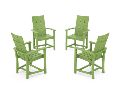 POLYWOOD® Modern 4-Piece Upright Adirondack Conversation Set in Lime