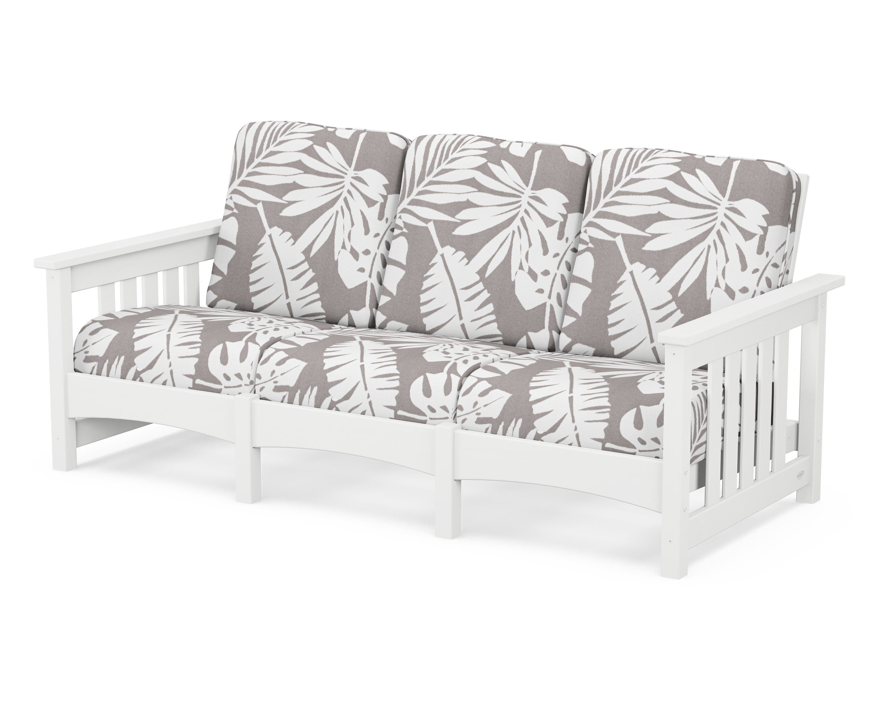 POLYWOOD® Club Mission Sofa in White / Leaf Grey Mist
