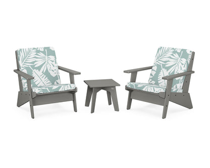 POLYWOOD® Riviera Modern Lounge 3-Piece Set in Slate Grey / Leaf Glacier Spa