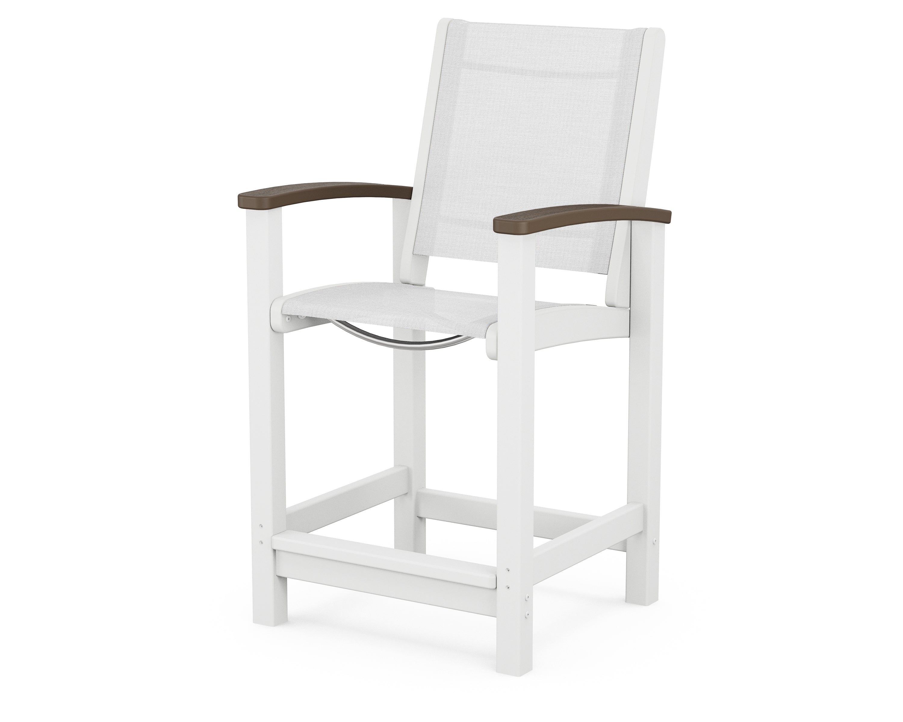 POLYWOOD® Coastal Counter Chair in White / Kona / White Sling