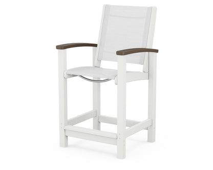 POLYWOOD® Coastal Counter Chair in White / Kona / White Sling
