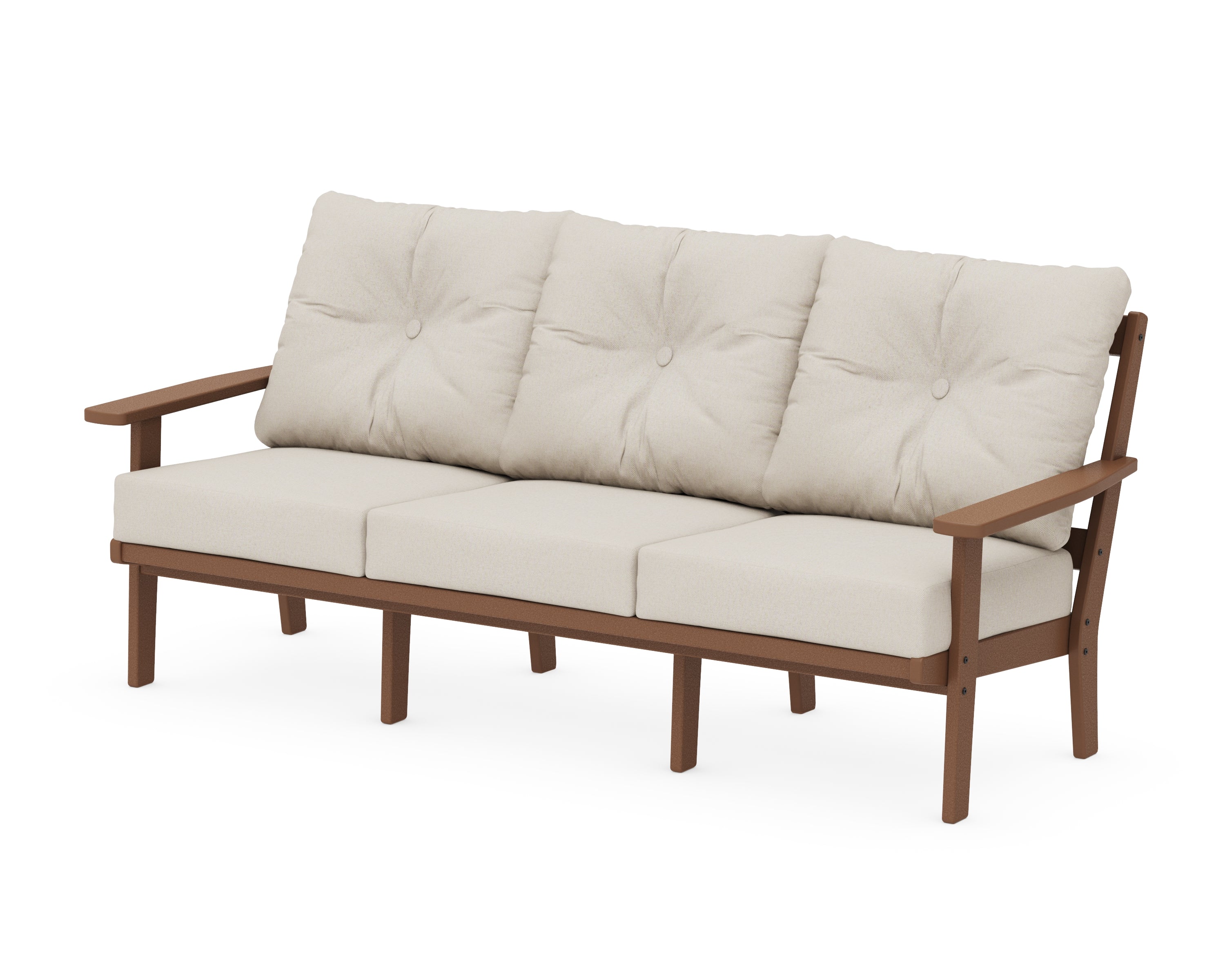 POLYWOOD® Oxford Deep Seating Sofa in Teak / Dune Burlap