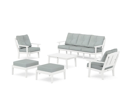POLYWOOD® Mission 6-Piece Lounge Sofa Set in White / Spa