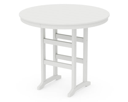 POLYWOOD® 48" Round Farmhouse Bar Table in White