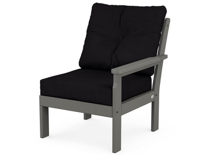 POLYWOOD® Vineyard Modular Right Arm Chair in Slate Grey / Midnight Linen