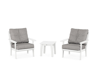 POLYWOOD® Oxford 3-Piece Deep Seating Set in White / Grey Mist